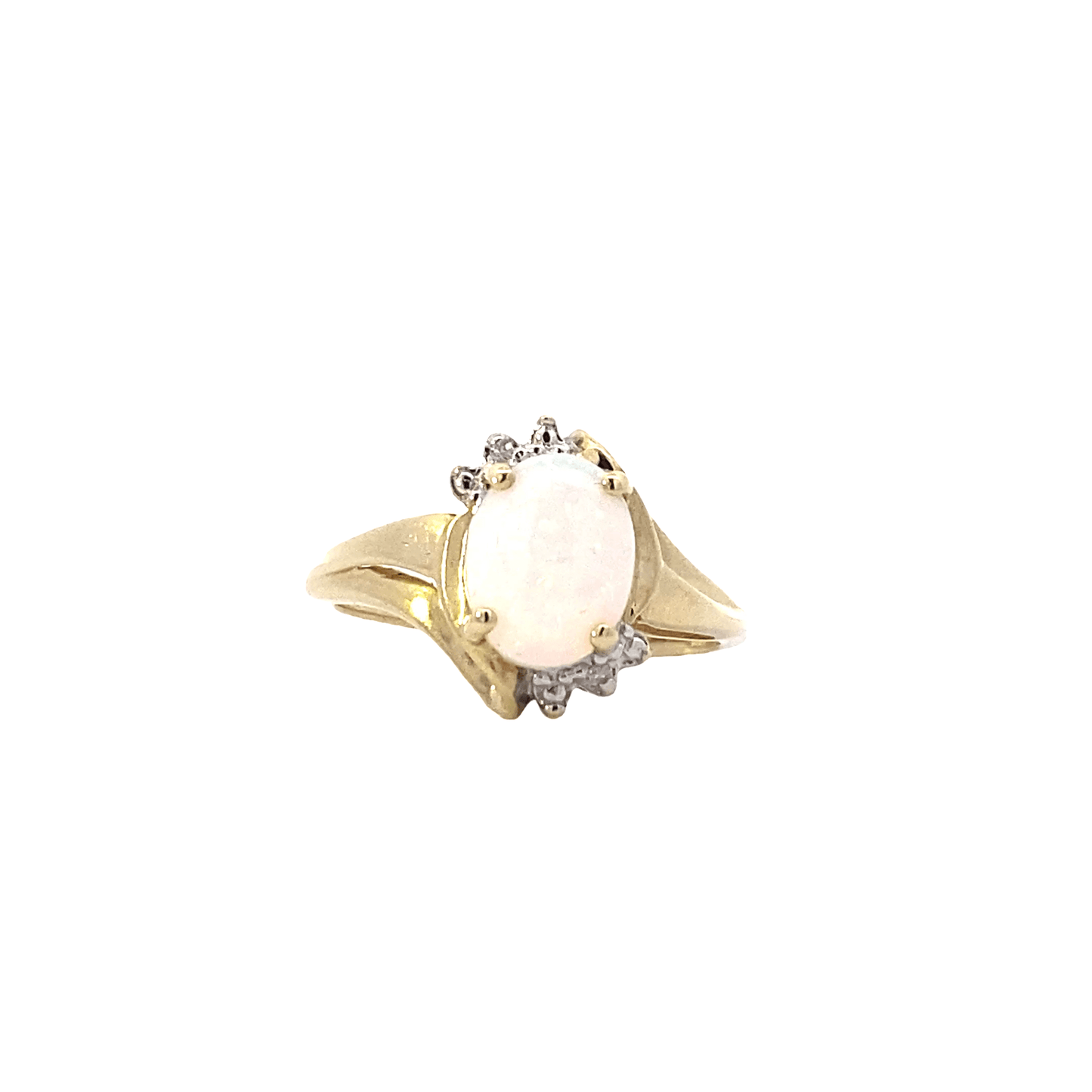 10K Yellow Gold And Oval Opal Womens Ring
