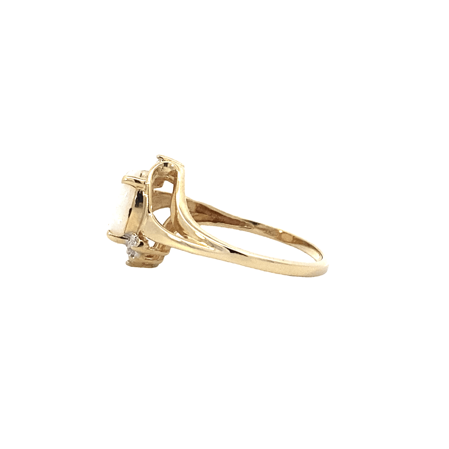 10K Yellow Gold And Oval Opal Womens Ring