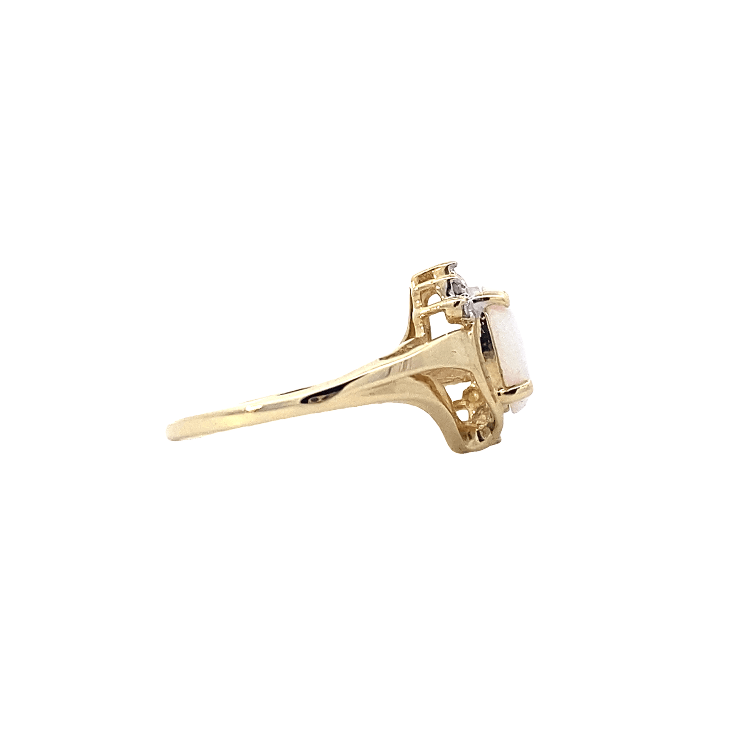 10K Yellow Gold And Oval Opal Womens Ring