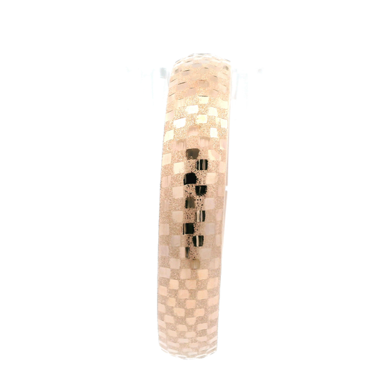 14K Rose Gold Diamond Cut Square Design Bangle Bracelet