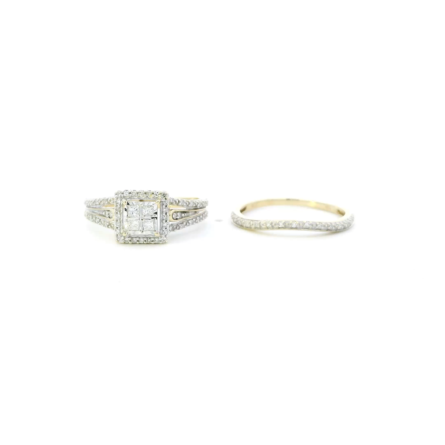 10K Yellow Gold Diamond Womens Ring Set - 0.45ct