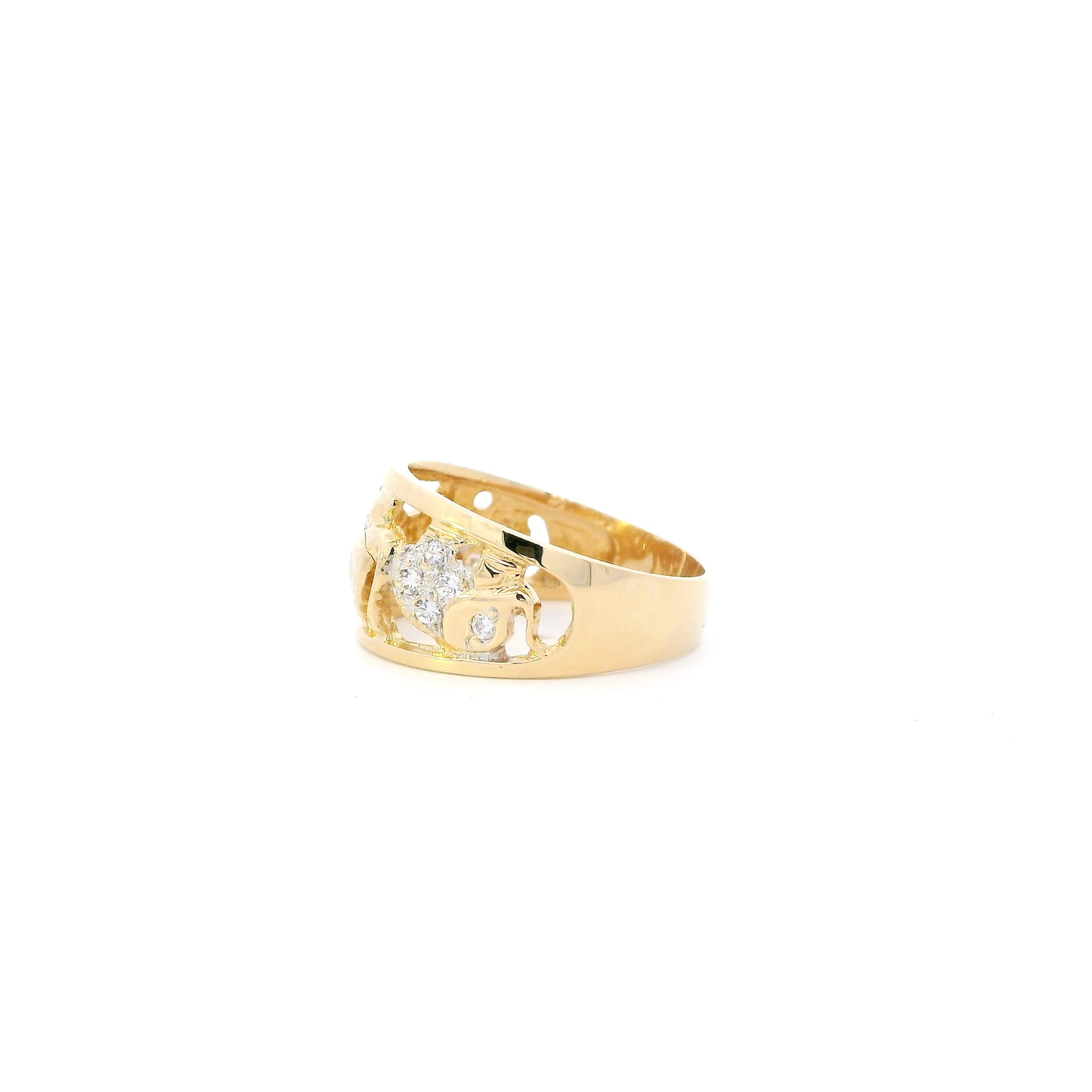 18K Yellow Gold Diamond Elephant Ring - 0.20ct