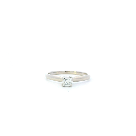14K White Gold Diamond Solitaire Womens Ring - 0.25ct