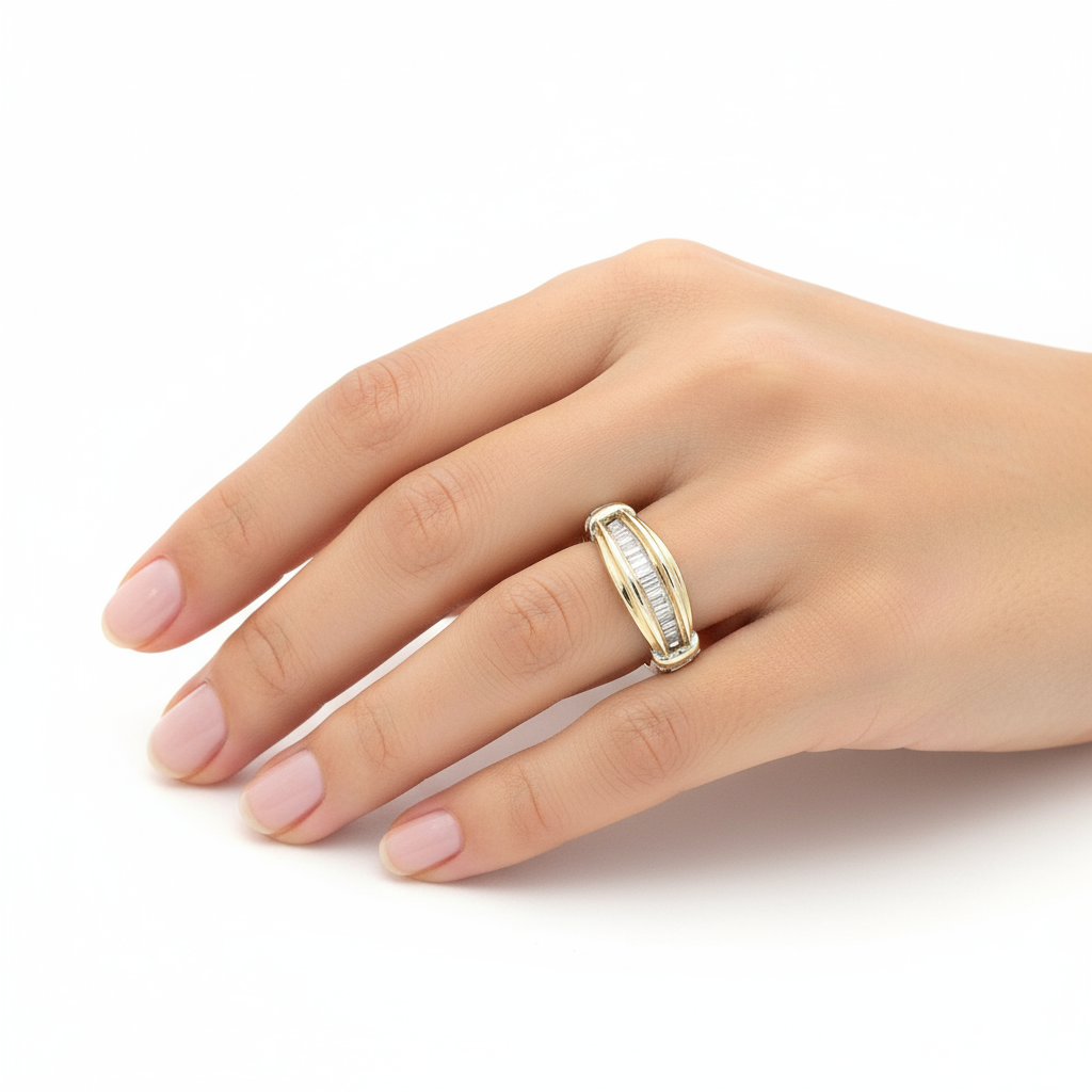 10K Yellow & White Gold Diamond Womens Ring