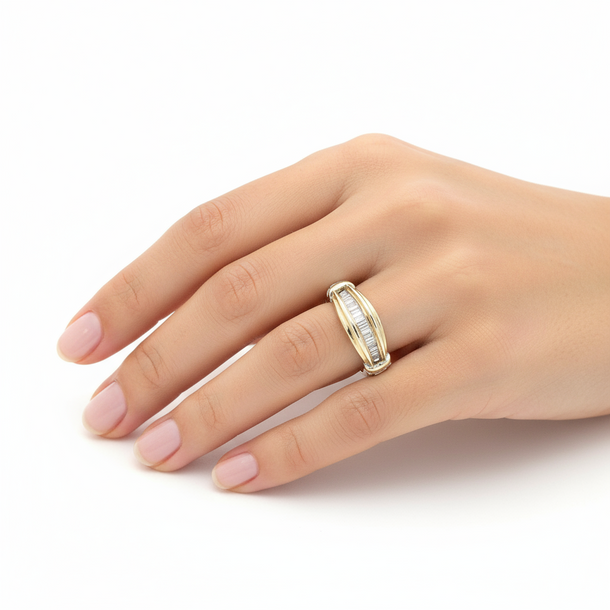 10K Yellow & White Gold Diamond Womens Ring