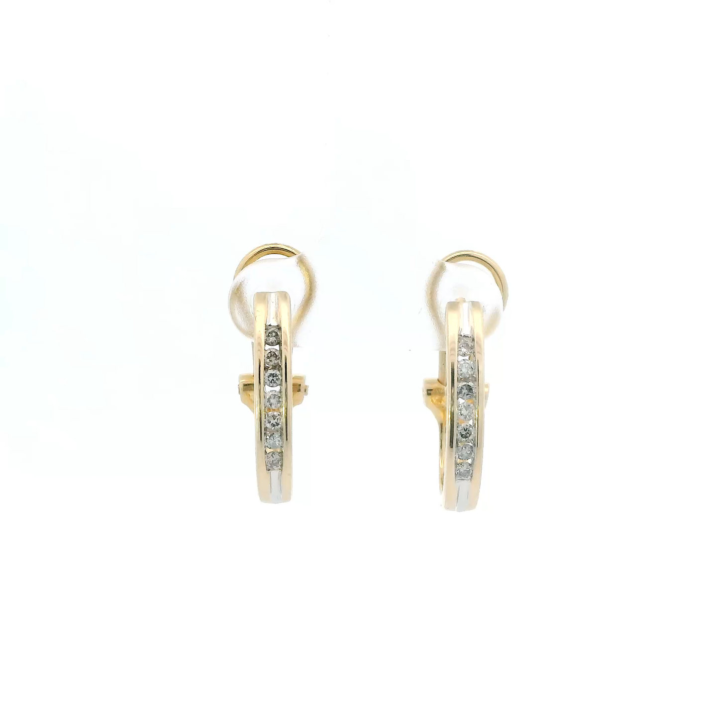 14K Yellow Gold Diamond Lever Back Earrings -0.18ct