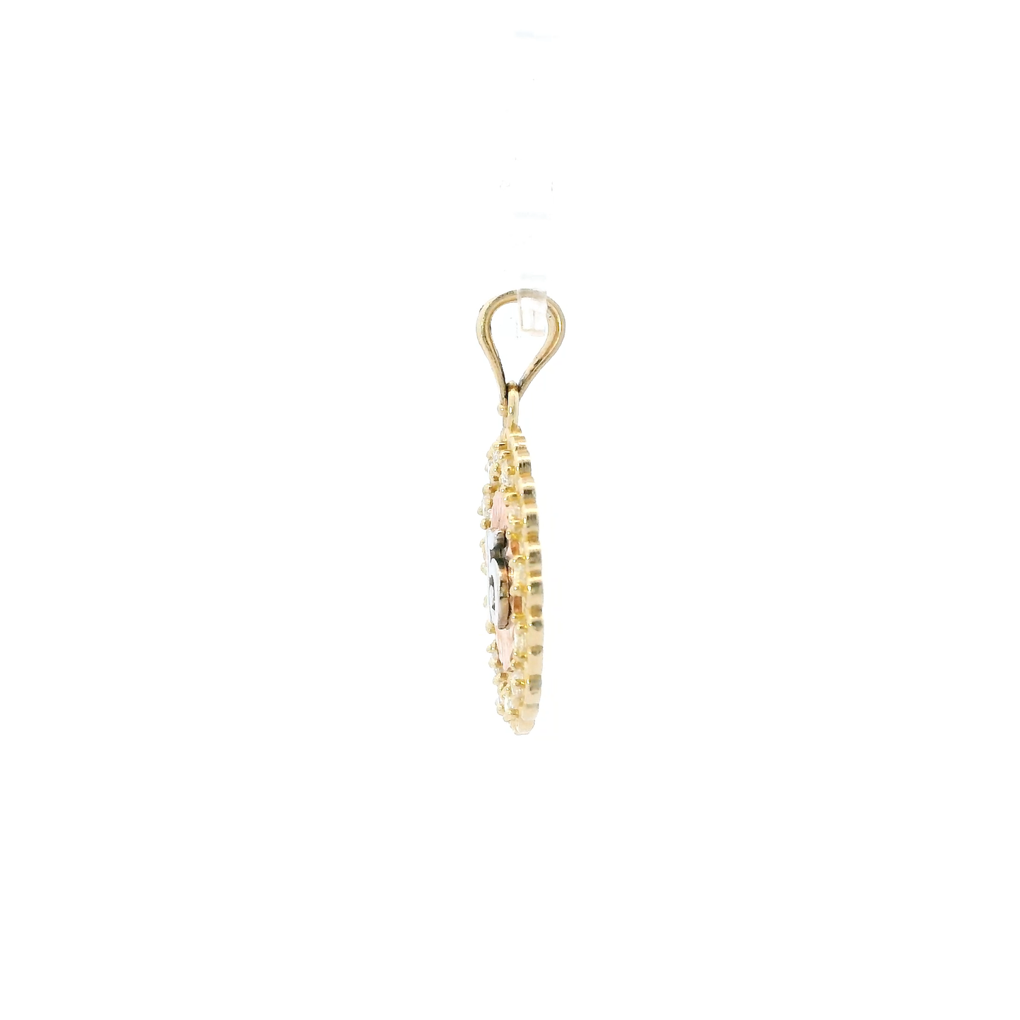 14K Tri Color Gold "15" Round Pendant
