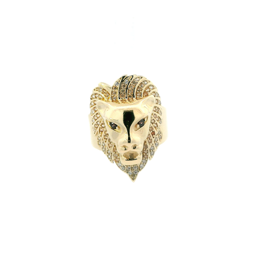 14K Yellow Gold Lion Head Ring