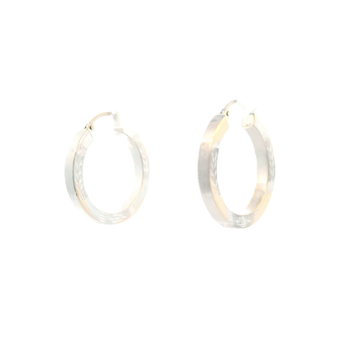 14K White Gold Leaf Design Hoop Earrings