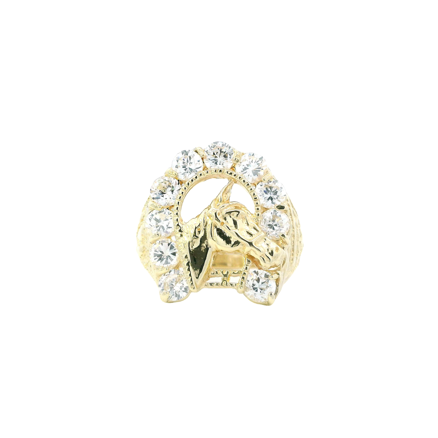 10K Yellow Gold CZ Horsehead Nugget Ring