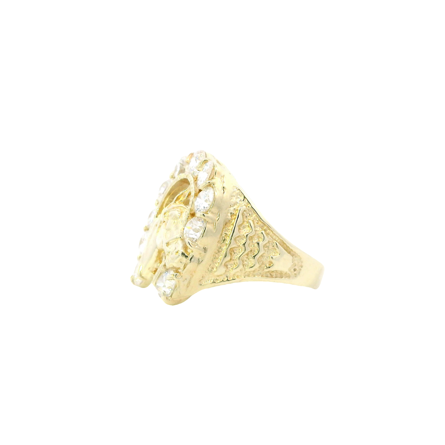 10K Yellow Gold CZ Horsehead Nugget Ring