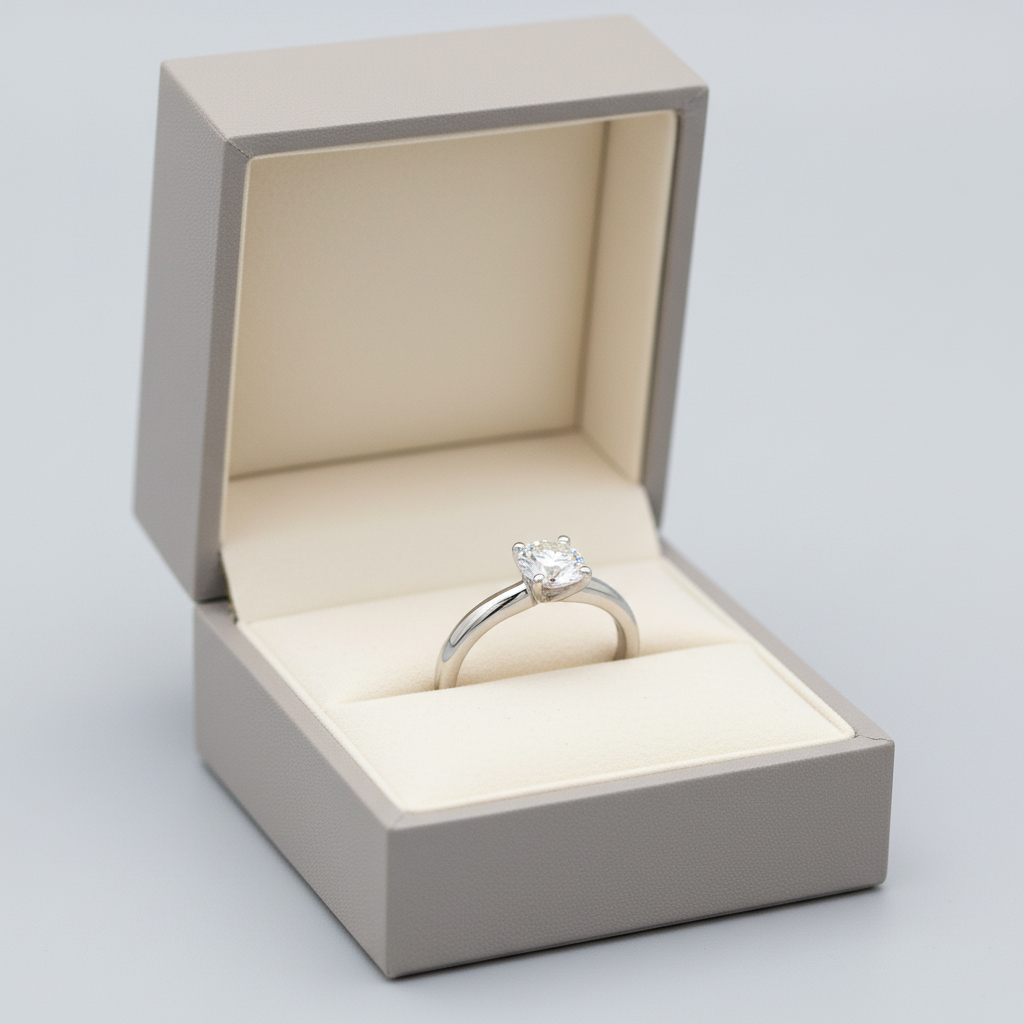 14K White Gold Lab Grown Diamond Solitaire Ring - 0.50ct