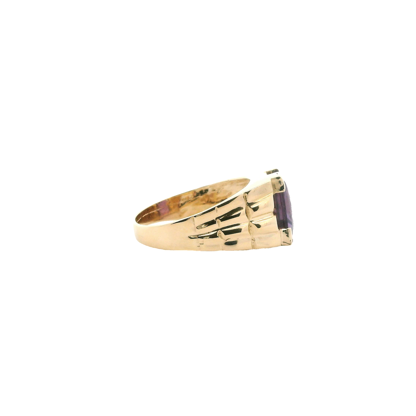 14K Yellow Gold Synthetic Alexandrite Ring