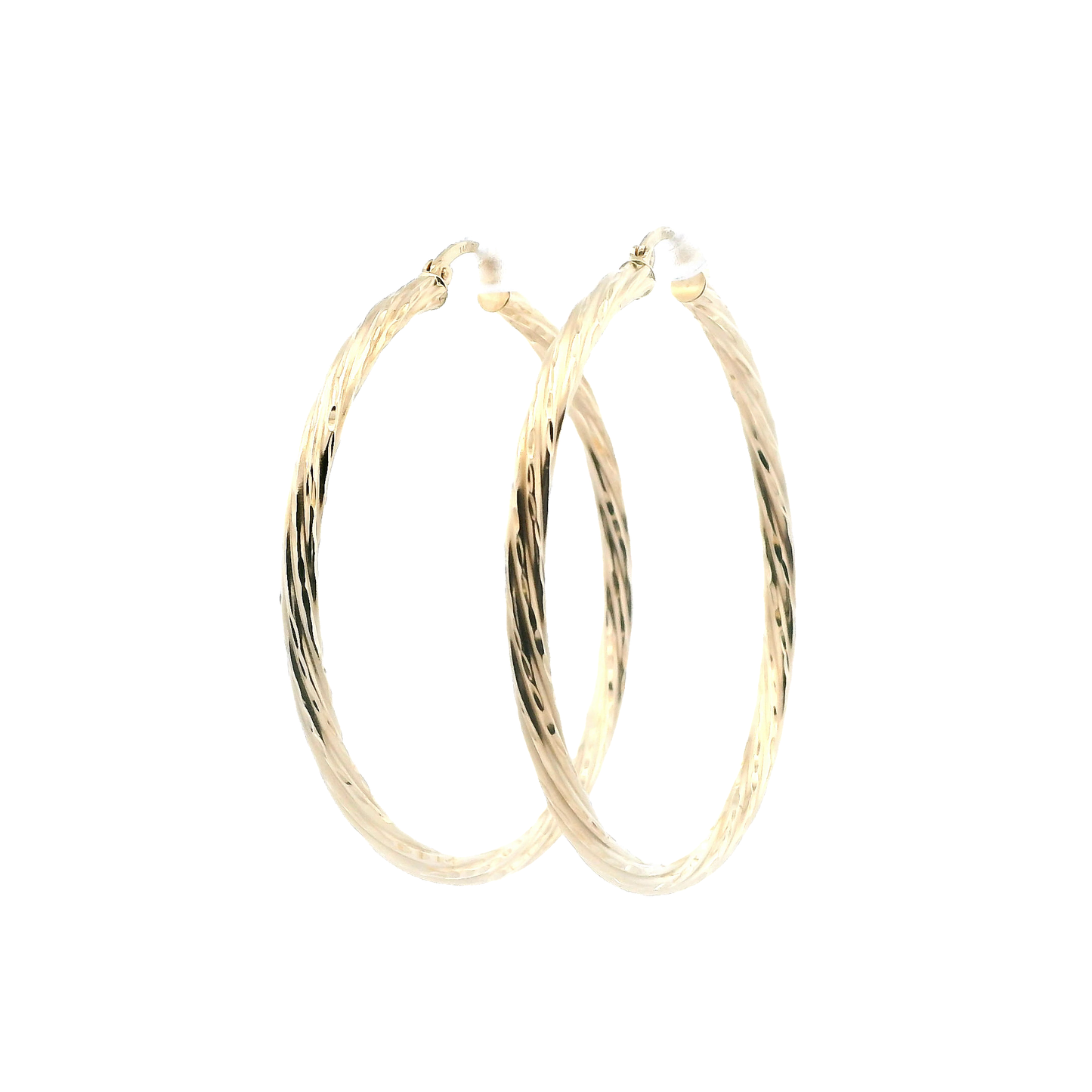 14K Yellow Gold DC Twisted Hoop Earrings