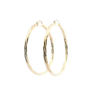 14K Yellow Gold DC Twisted Hoop Earrings