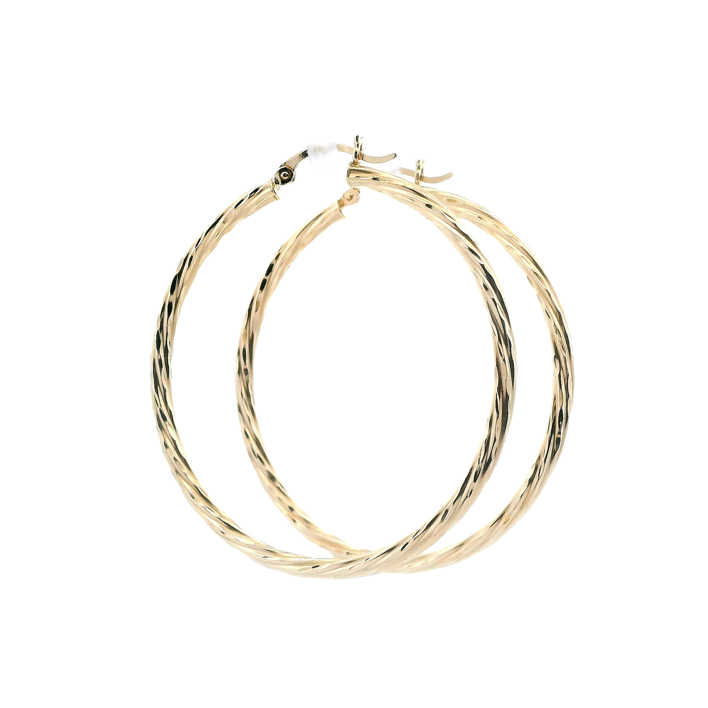 14K Yellow Gold DC Twisted Hoop Earrings