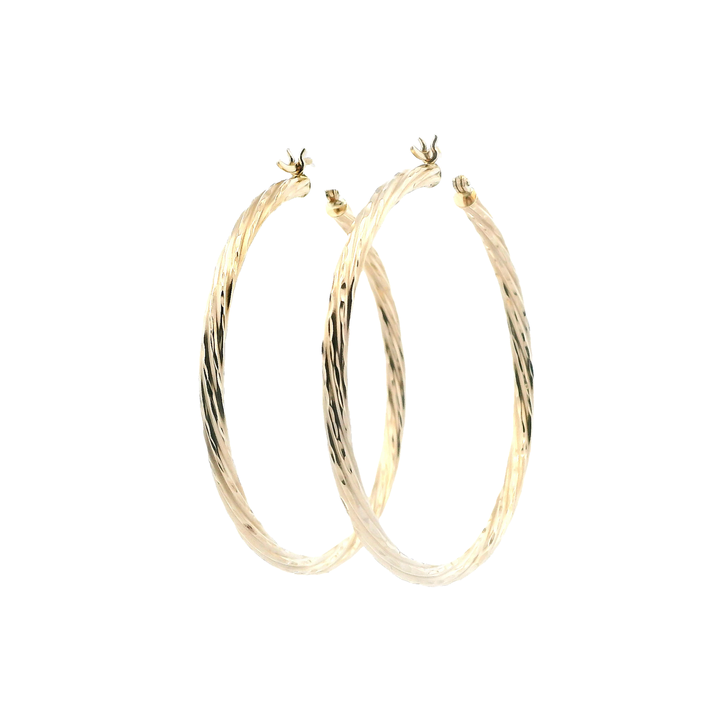 14K Yellow Gold DC Twisted Hoop Earrings