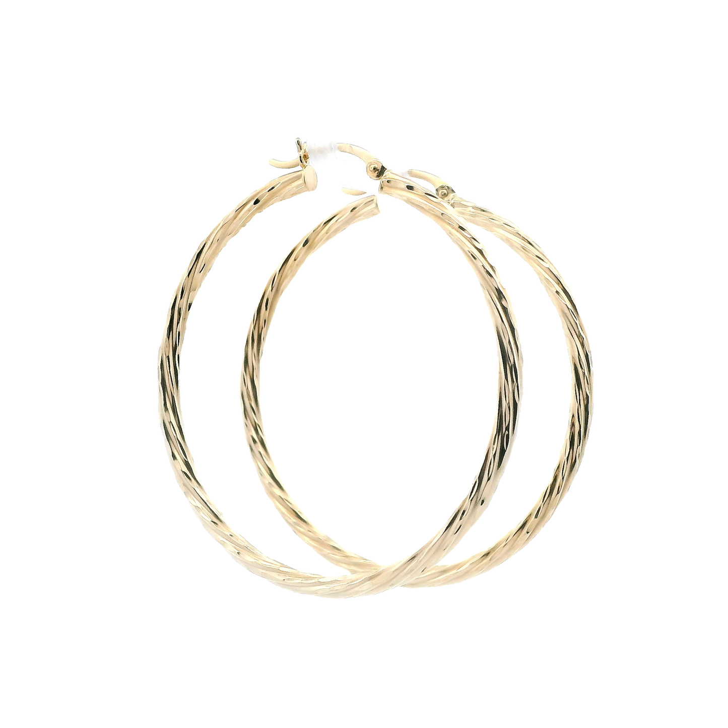 14K Yellow Gold DC Twisted Hoop Earrings