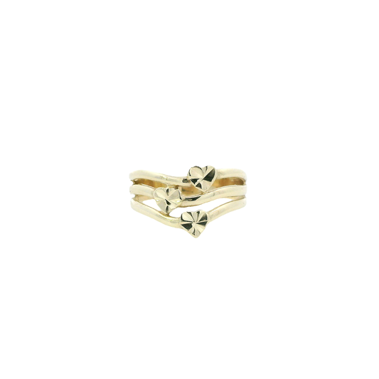 14K Yellow Gold Layered Heart Ring