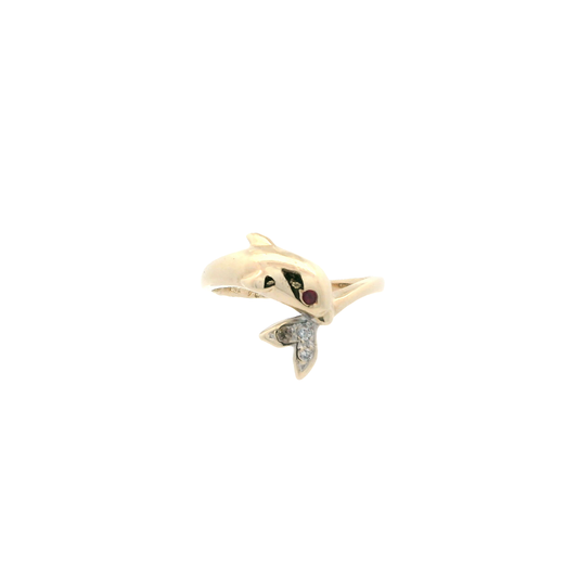 14K Yellow Gold Dolphin Ring