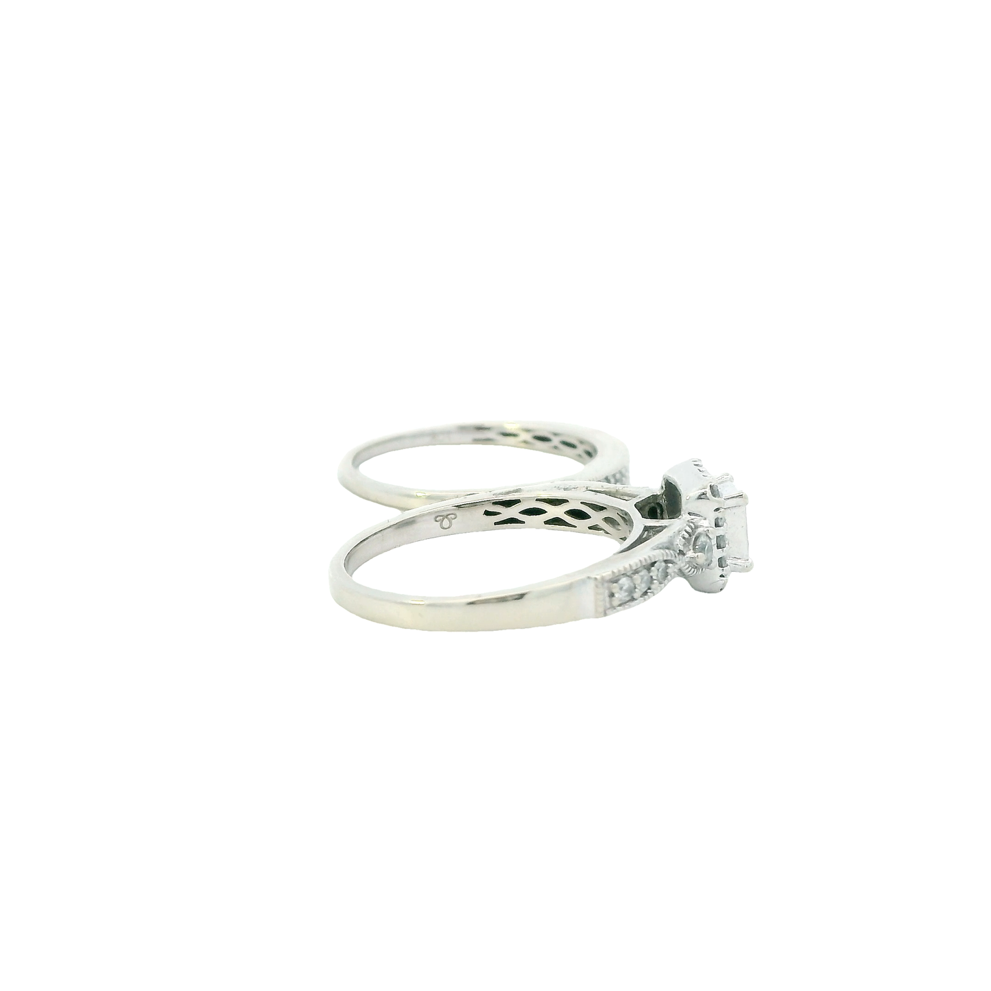 10K White Gold Diamond Engagement & Wedding Ring Set - 0.48ct