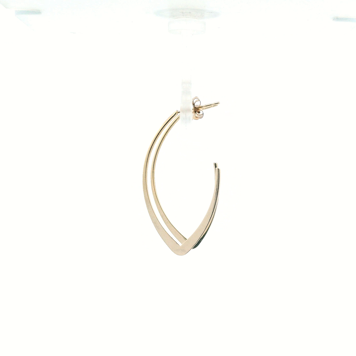 14K Yellow Gold Half Oval Hoop Earrings