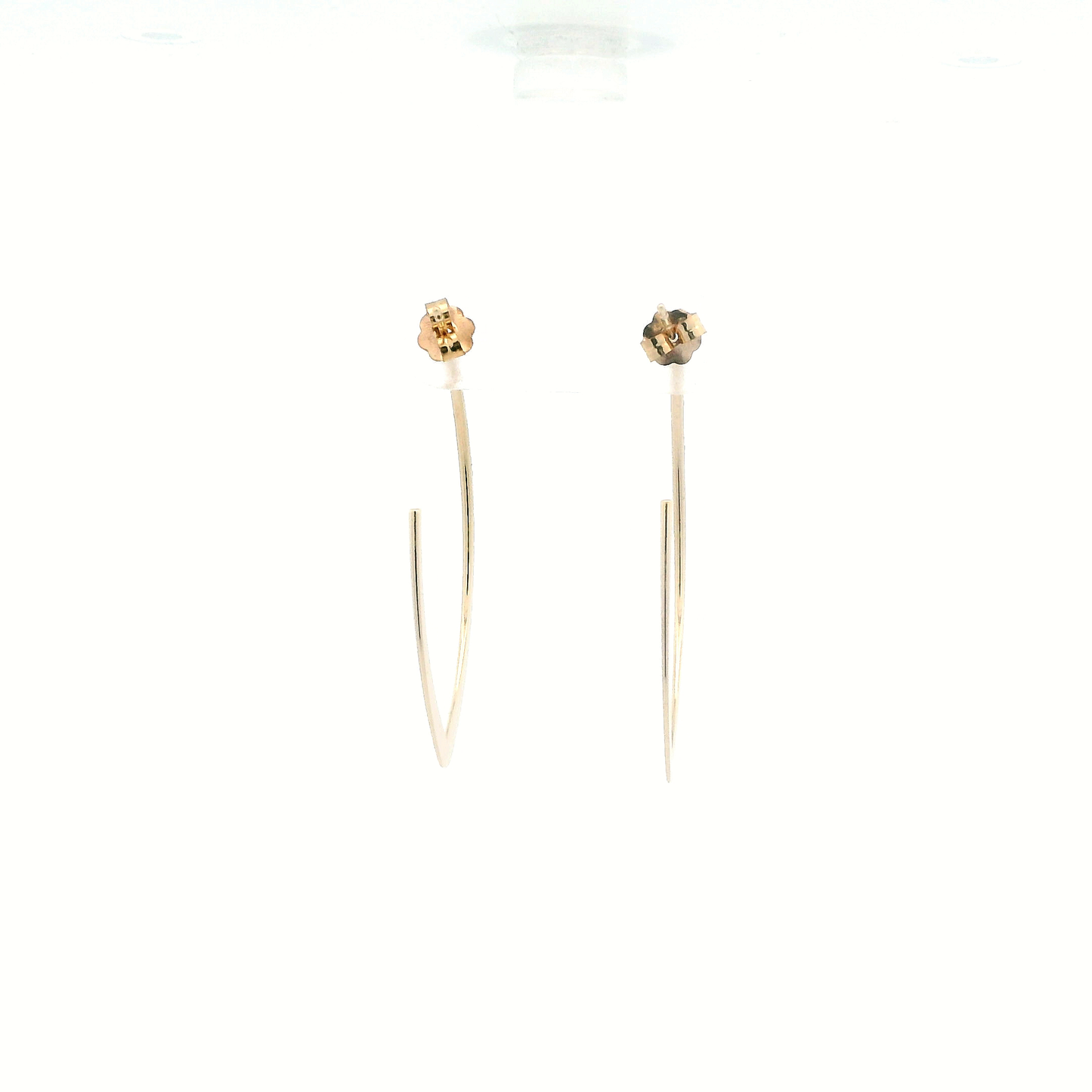 14K Yellow Gold Half Oval Hoop Earrings