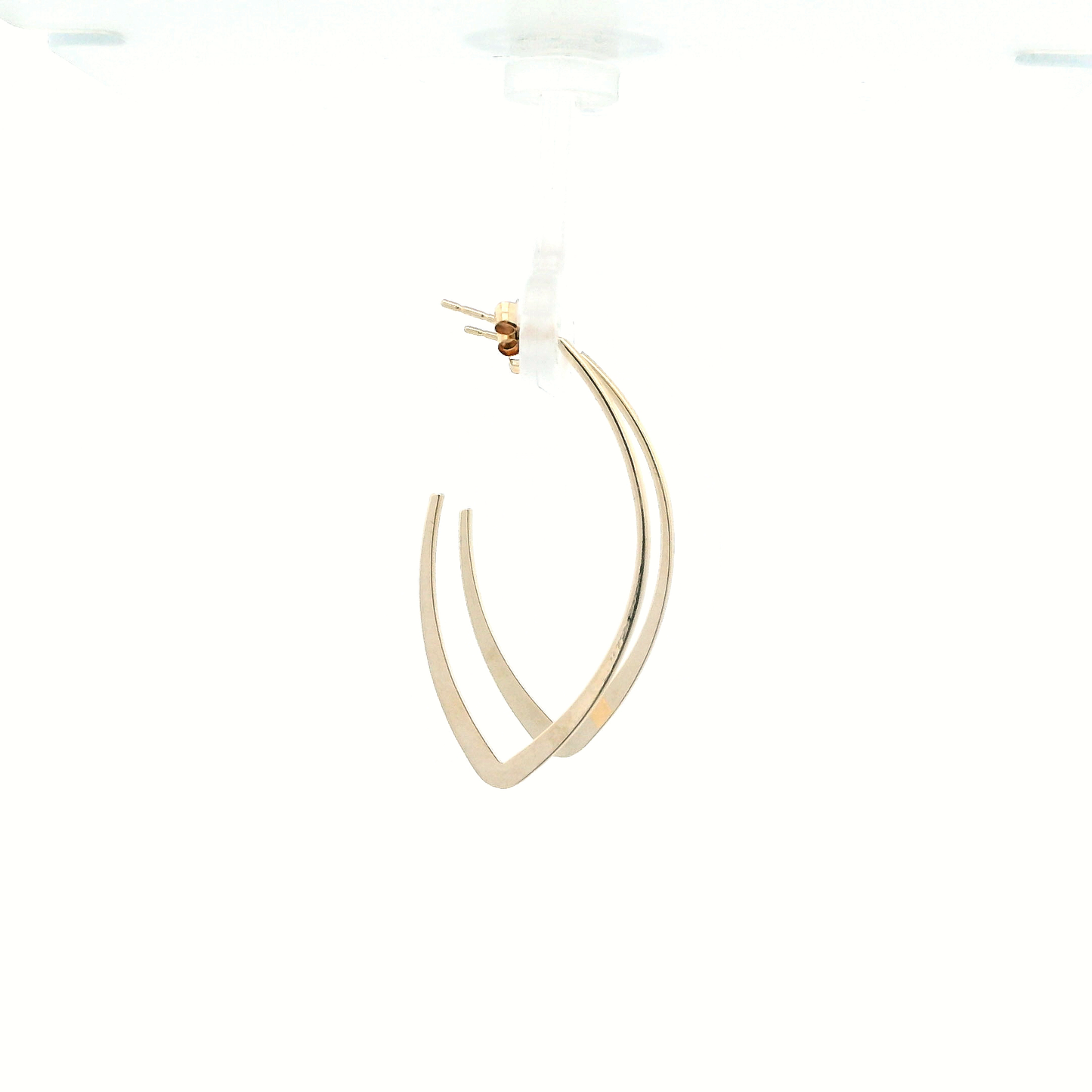 14K Yellow Gold Half Oval Hoop Earrings