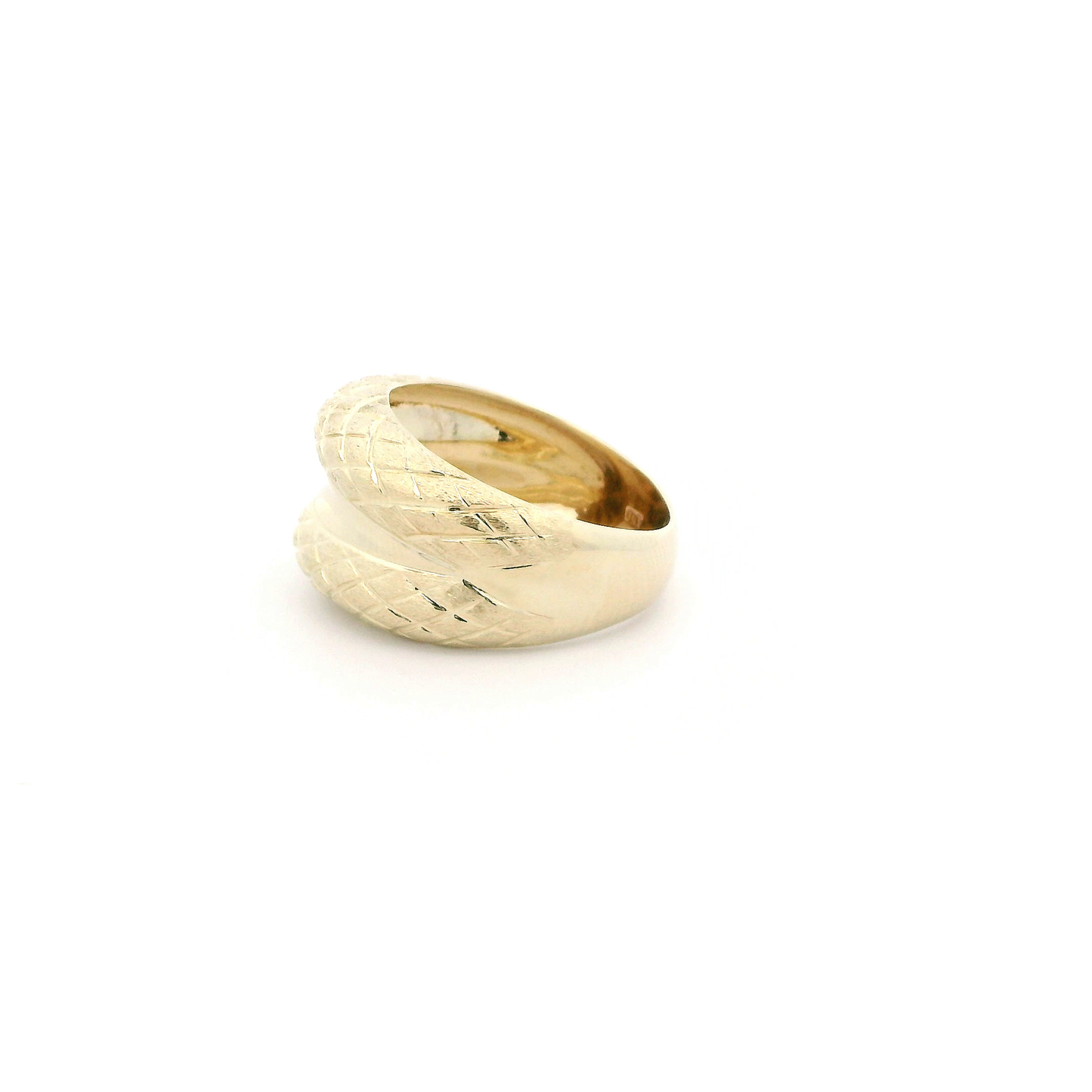 14K Yellow Gold Diamond Cut Textured Band
