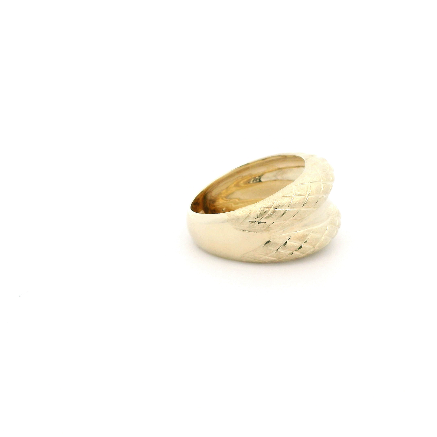 14K Yellow Gold Diamond Cut Textured Band
