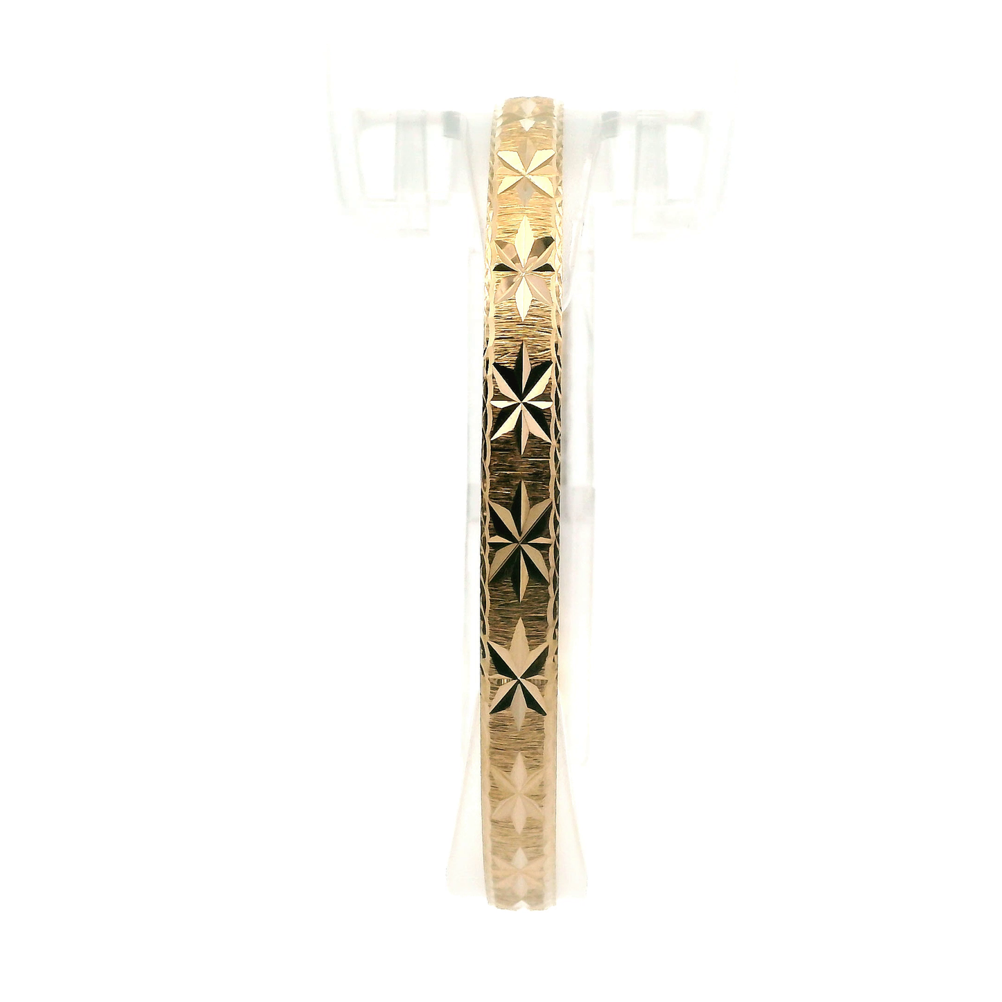 14K Yellow Gold Diamond Cut Bangle Bracelets - Set of 7