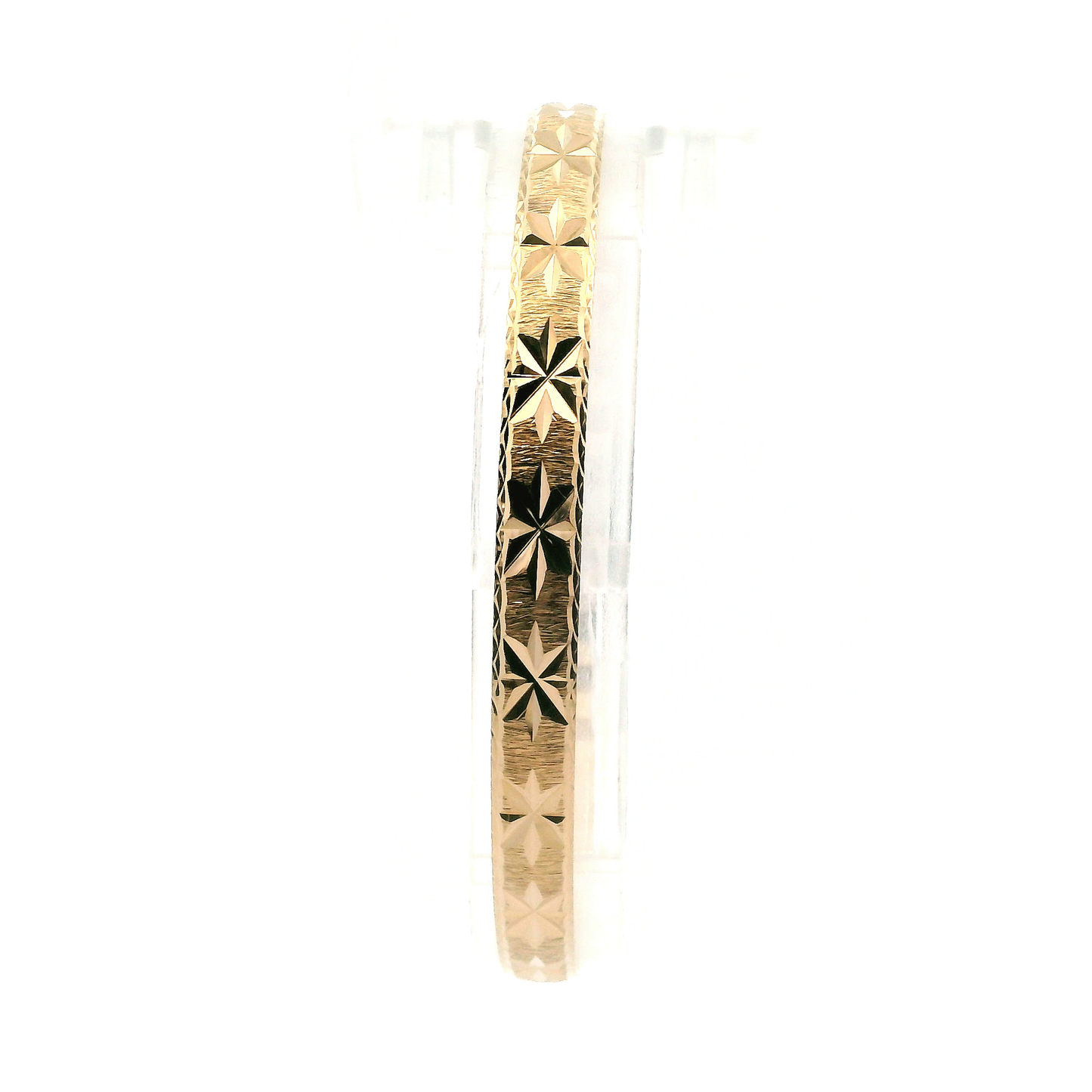 14K Yellow Gold Diamond Cut Bangle Bracelets - Set of 7