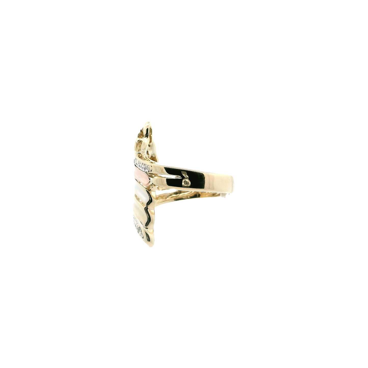 14K Tri Color Gold Diamond Cut Layered Womens Ring