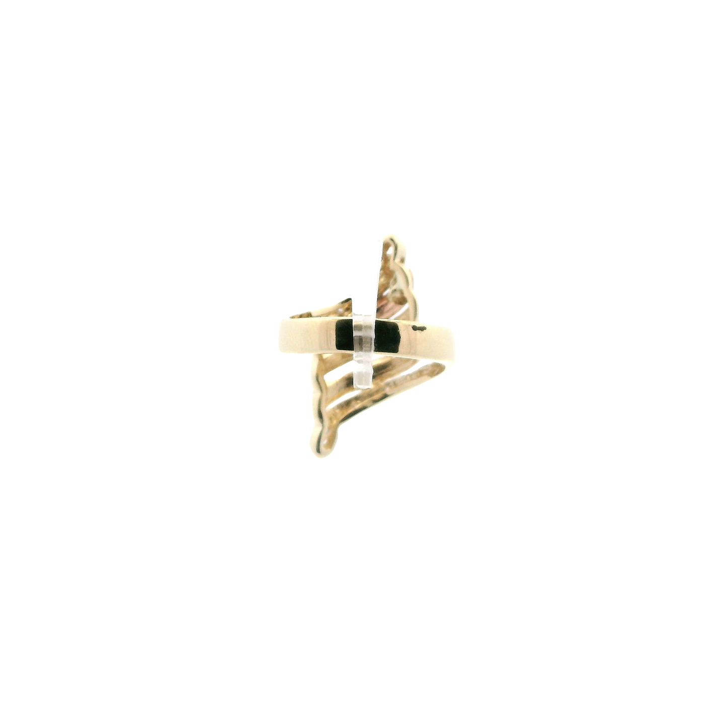 14K Tri Color Gold Diamond Cut Layered Womens Ring
