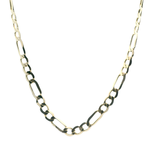 14K Yellow Gold Figaro 22" Chain