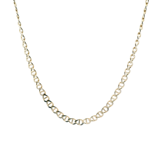 14K Yellow Gold Diamond Cut Mariner Chain