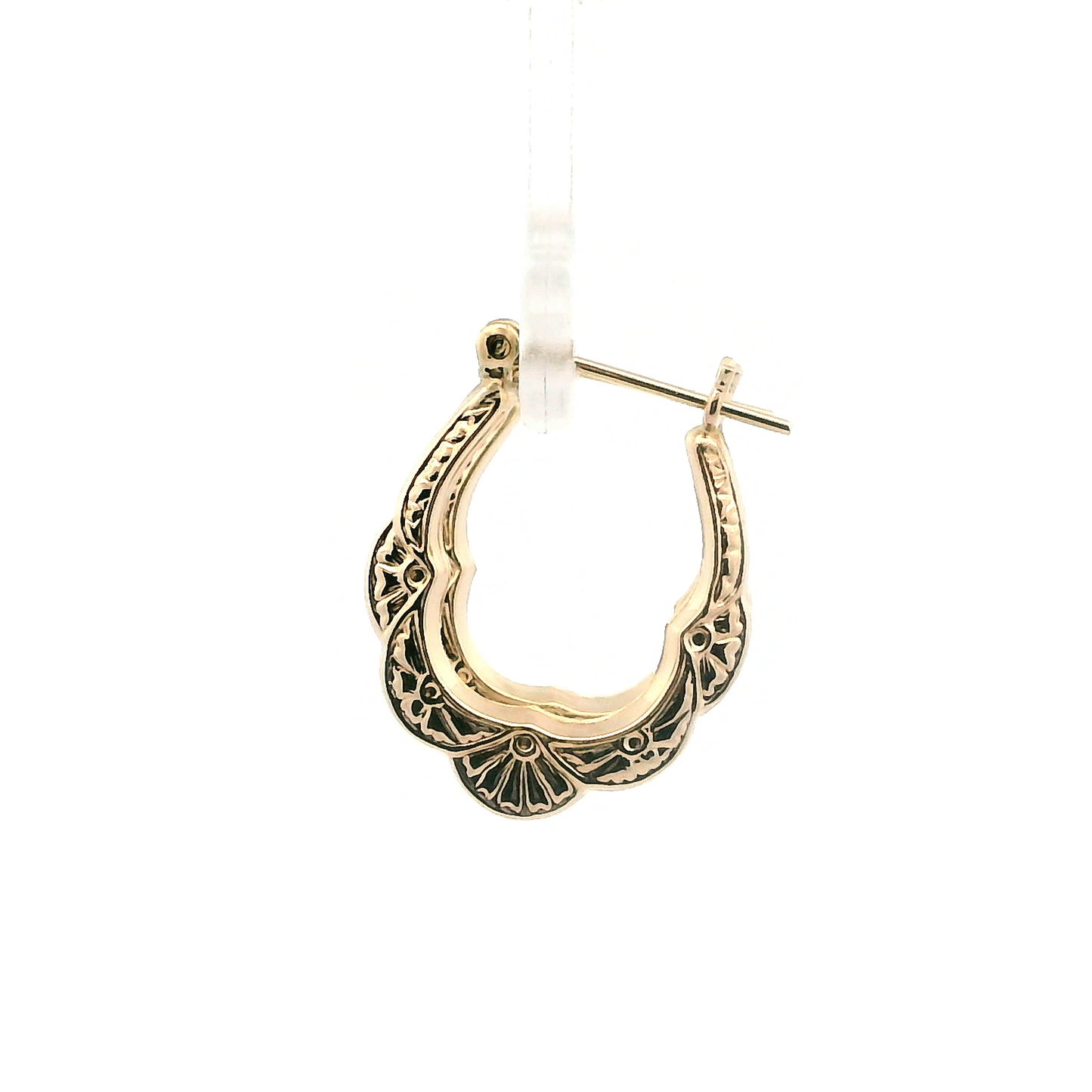 14K Yellow Gold Scalloped Hoop Earrings