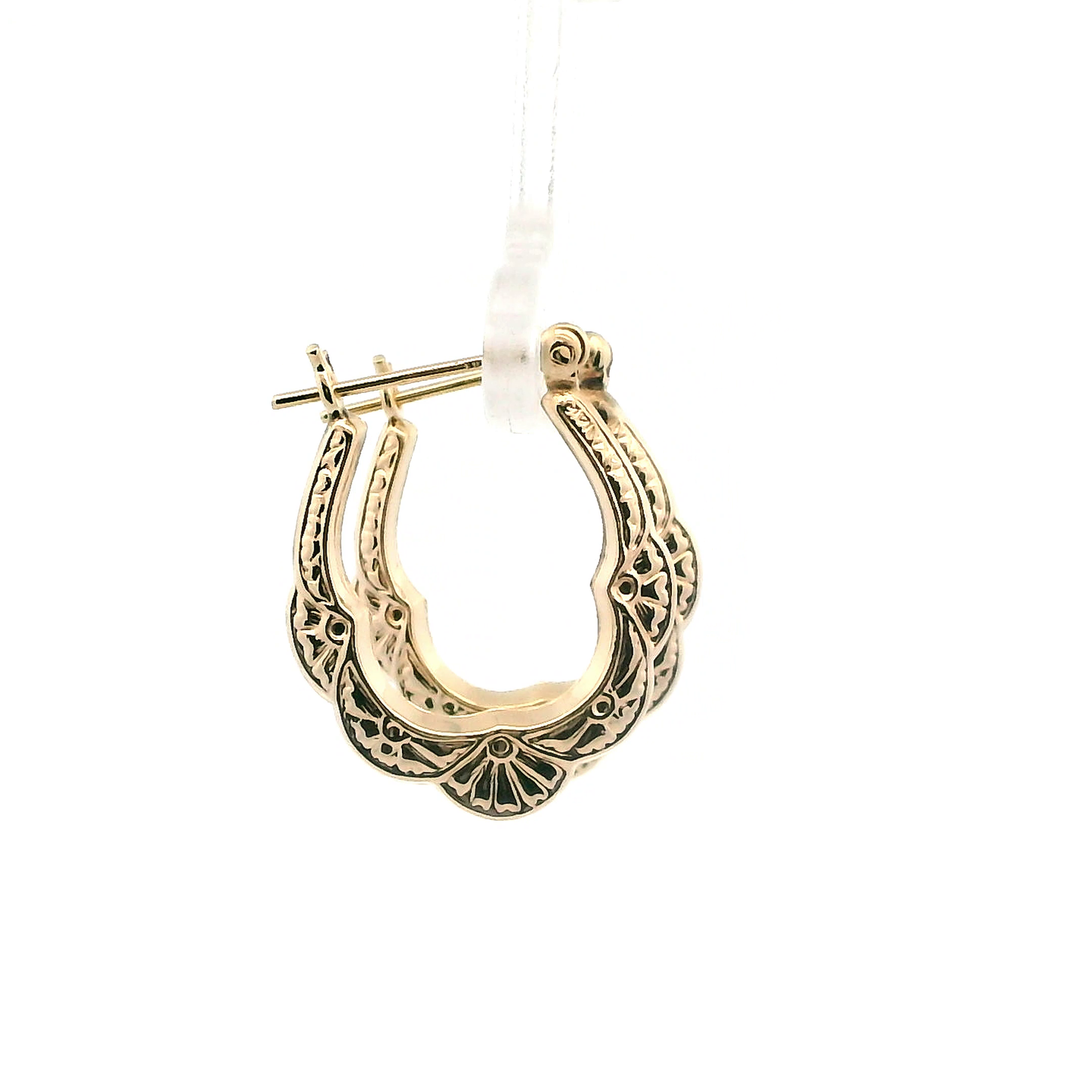 14K Yellow Gold Scalloped Hoop Earrings