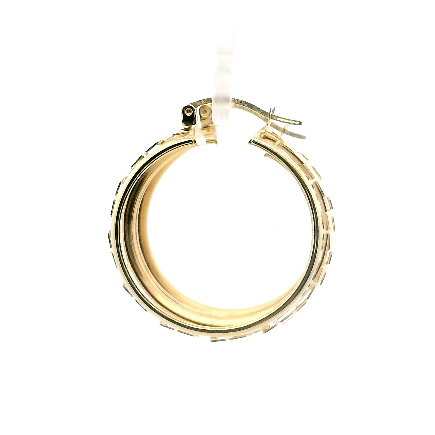 14K Yellow Gold Greek Pattern Hoop Earrings
