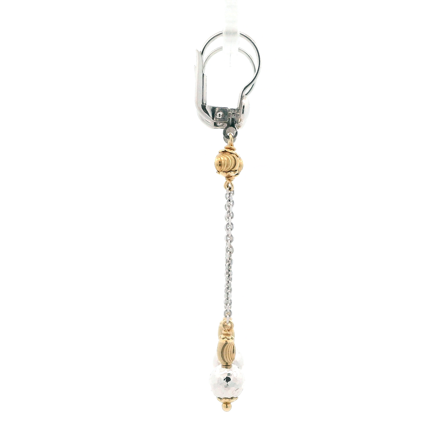 14K White & Yellow Gold Beaded Cable Chain Dangle Earrings