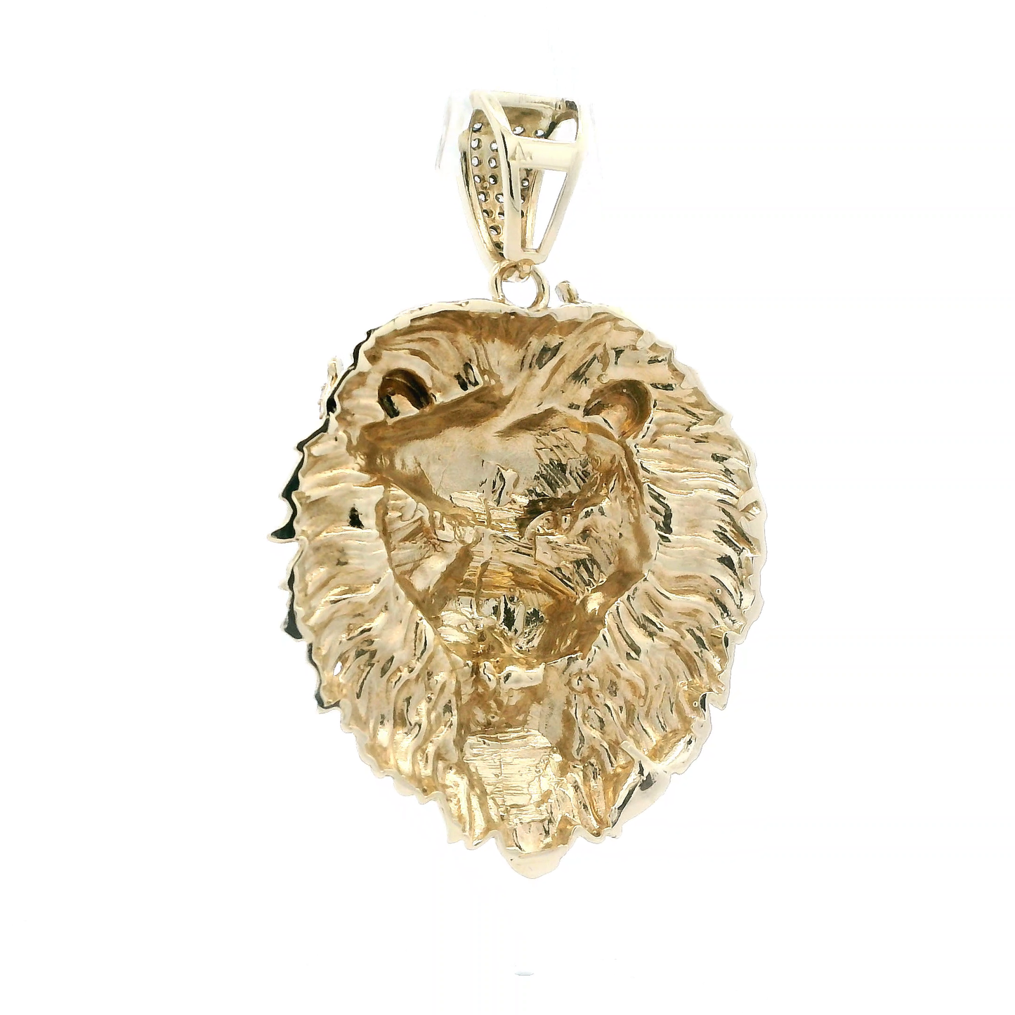 10K Yellow Gold CZ Crown Lion Pendant