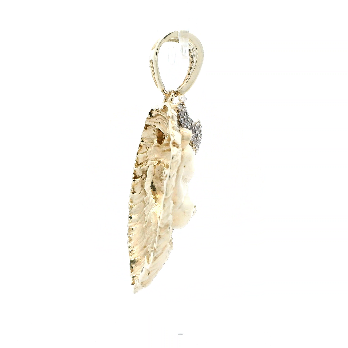 10K Yellow Gold CZ Crown Lion Pendant