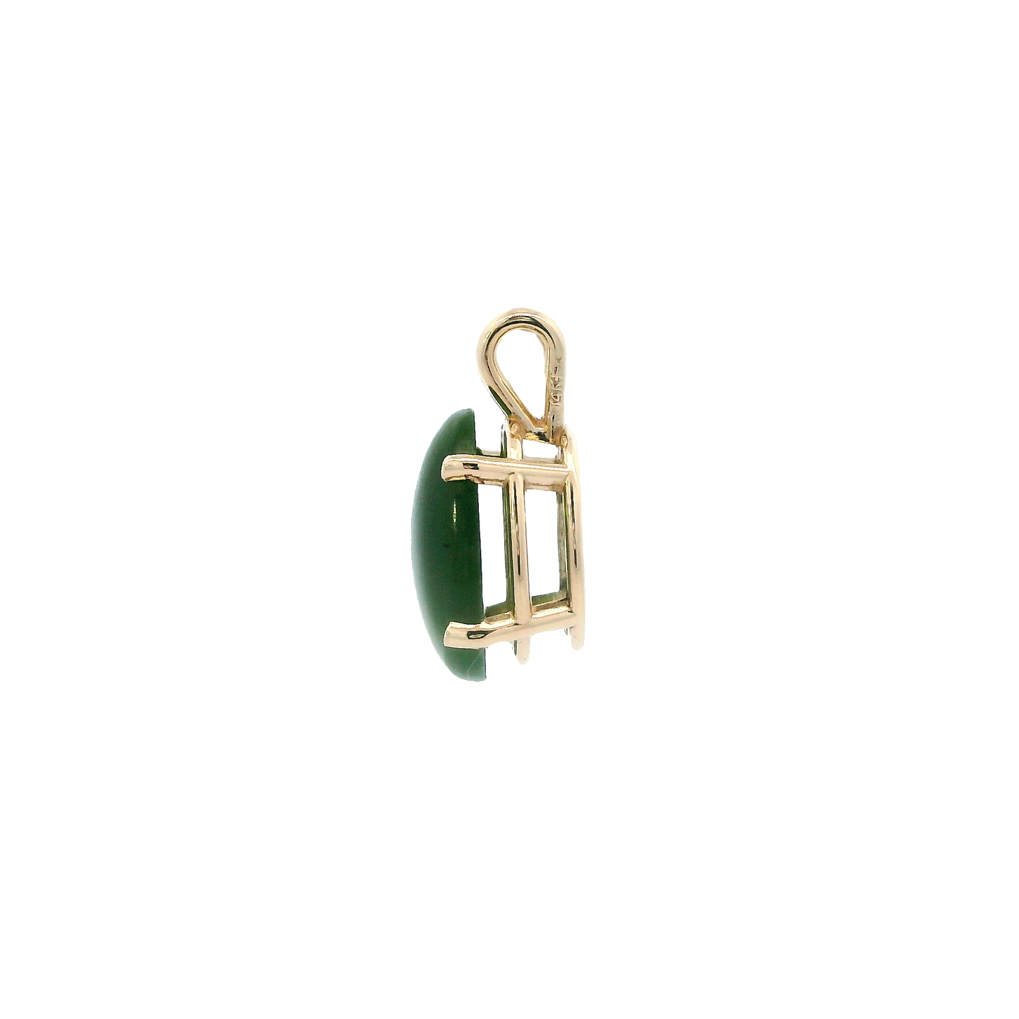 14K Yellow Gold Green Oval Jade Pendant