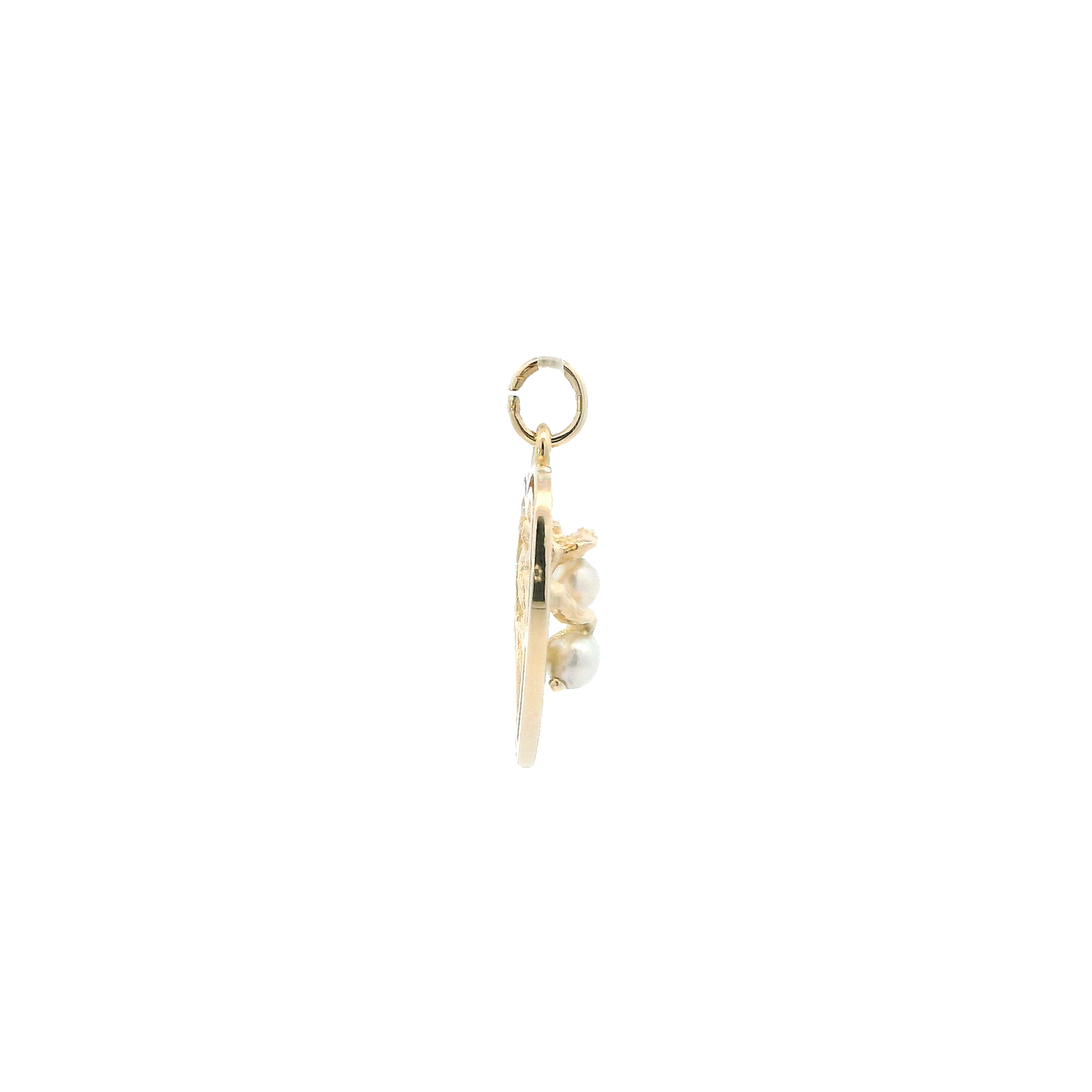 14K Yellow Gold Pearl Open Heart Pendant