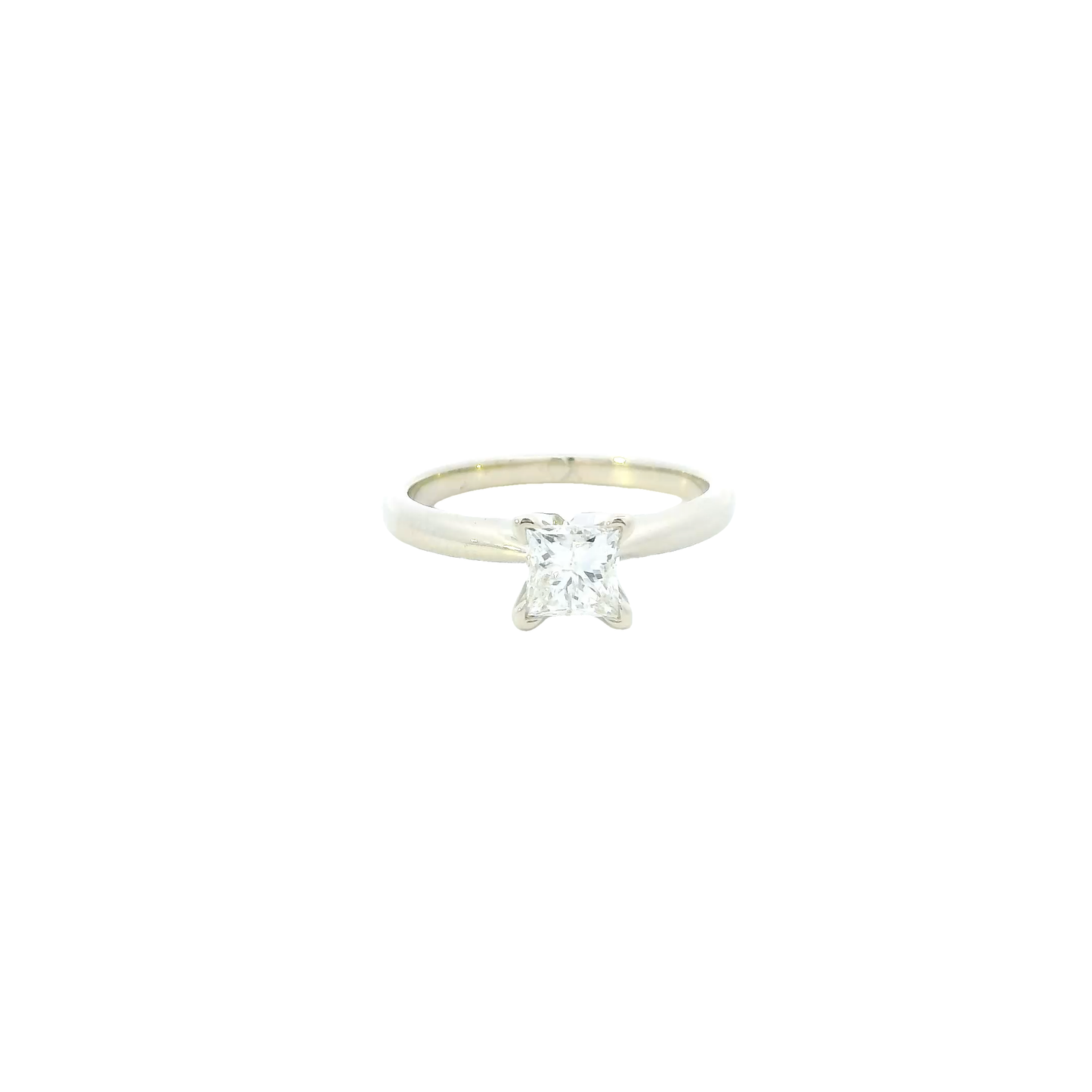 14K White Gold Solitaire Diamond Womens Ring - 0.60ct