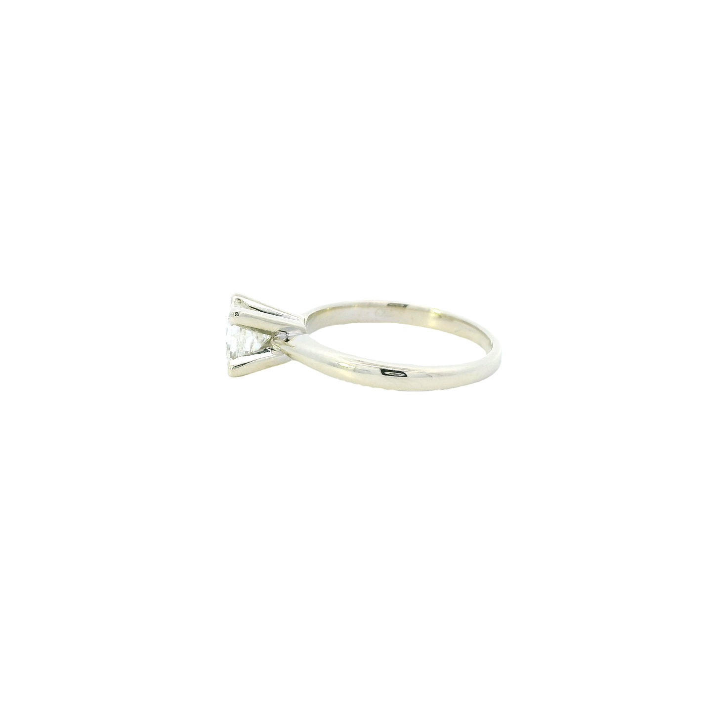 14K White Gold Solitaire Diamond Womens Ring - 0.60ct