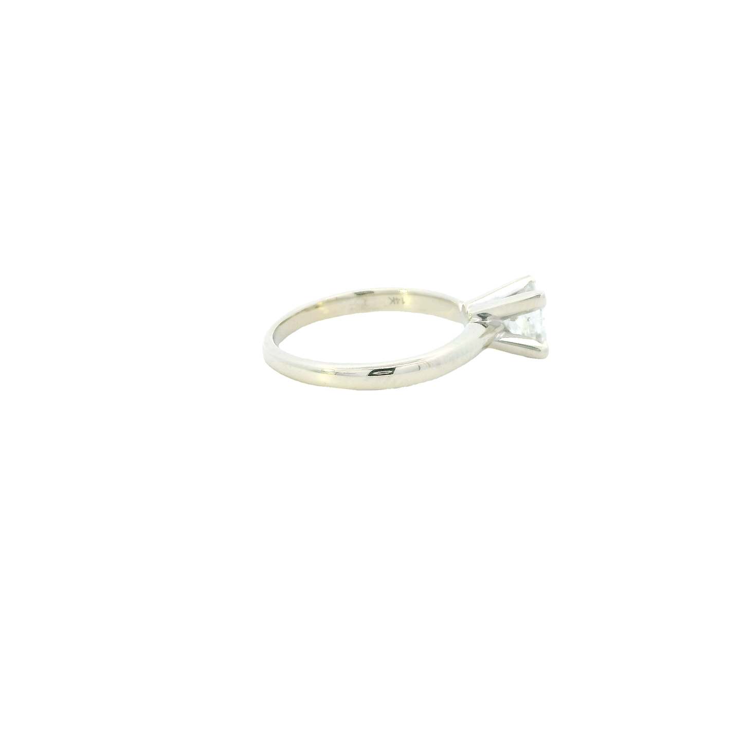 14K White Gold Solitaire Diamond Womens Ring - 0.60ct