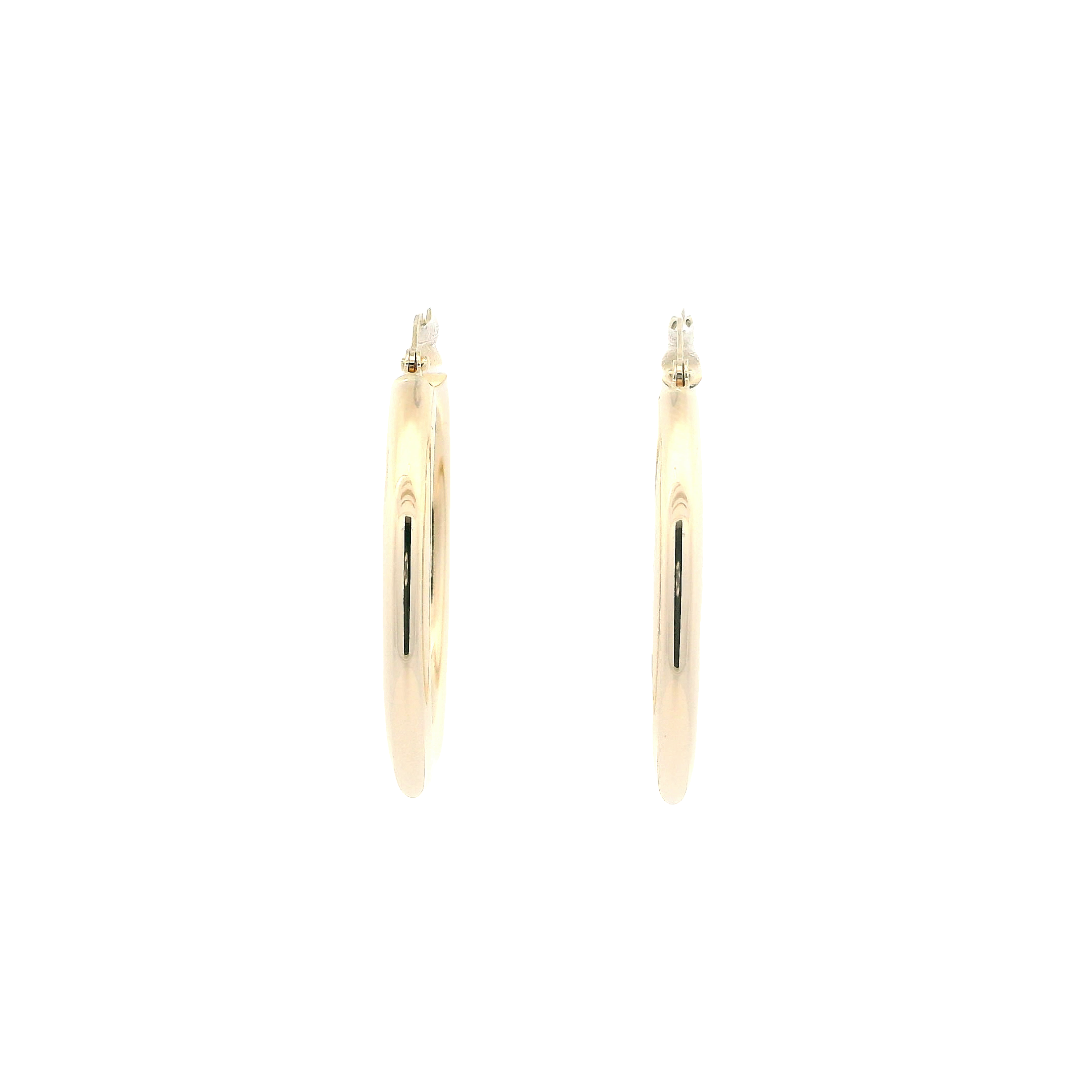 14K Yellow Gold Tube Hoop Earrings