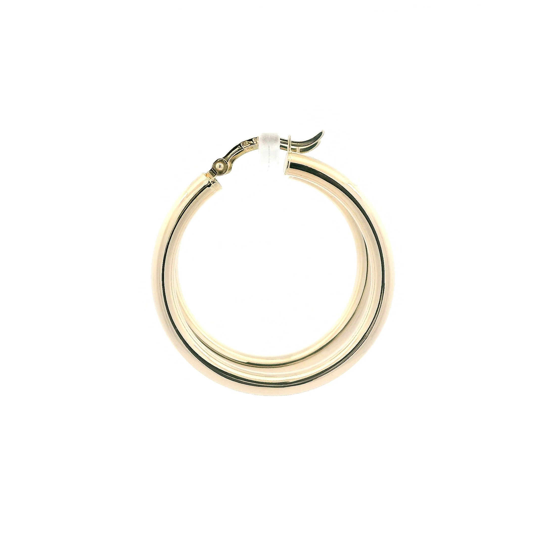 14K Yellow Gold Tube Hoop Earrings