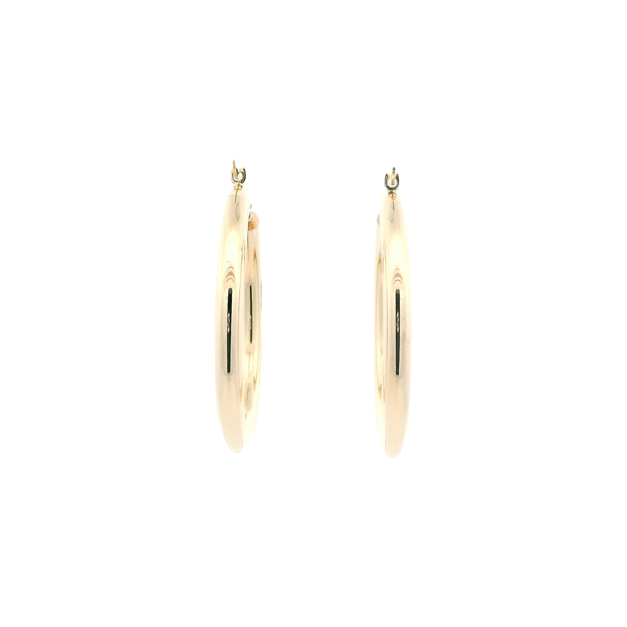 14K Yellow Gold Tube Hoop Earrings